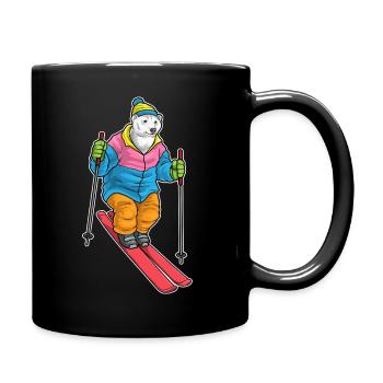 Eisbär Skifahrer Ski Wintersport - Tasse einfarbig - Schwarz - Rechts