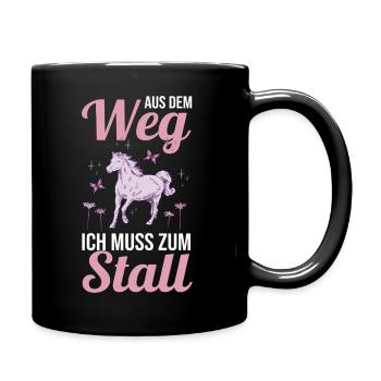 Reiten Pferdeliebhaber Reiterhof Pferde - Tasse einfarbig - Schwarz - Rechts