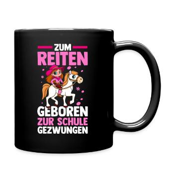 Reiten Pferdeliebhaber Reiterhof Pferde - Tasse einfarbig - Schwarz - Rechts