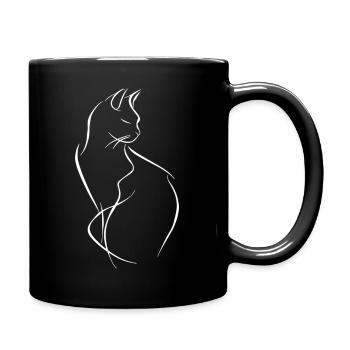 Katze Skizze - Tasse einfarbig - Schwarz - Rechts