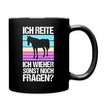 Reiten Pferdeliebhaber Reiterhof Pferde - Tasse einfarbig - Schwarz - Rechts