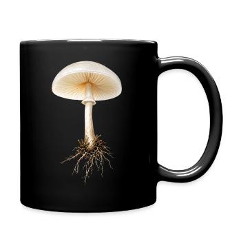 Porzellanpilz Buchen Schleimrübling Natur Design - Tasse einfarbig - Schwarz - Rechts