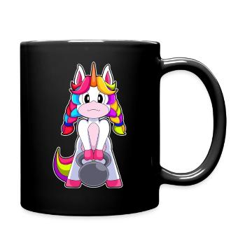 Einhorn Bodybuilder Hantel Bodybuilding - Tasse einfarbig - Schwarz - Rechts