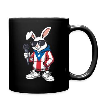 Hase mit Puerto Rico Hoodie Musik - Tasse einfarbig - Schwarz - Rechts