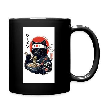 Ramen Katze Kimono - Tasse einfarbig - Schwarz - Rechts