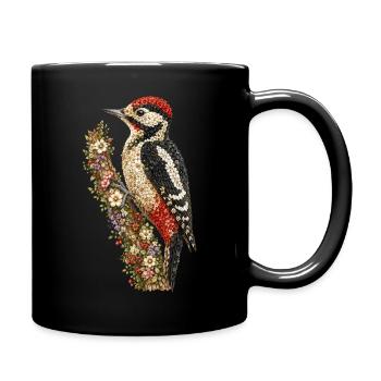 Flower Woodpecker | Floral Great Spotted Woodpecker from Wildflowers - Full Colour Mug - black - Right