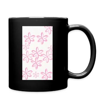 Pink Watercolor Flowers Pattern - Tasse einfarbig - Schwarz - Rechts