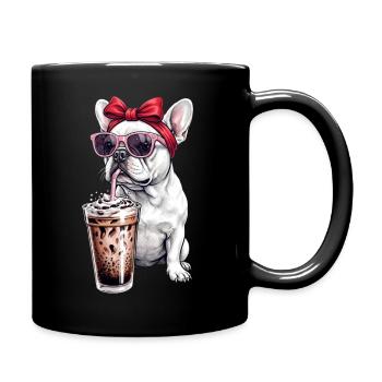 Bouledogue français avec lunettes de soleil - Mug uni - noir - Droite