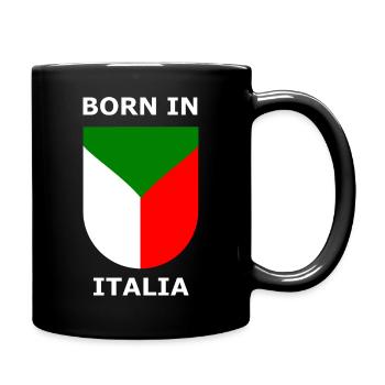 Geboren in Italia Schild - Tasse einfarbig - Schwarz - Rechts
