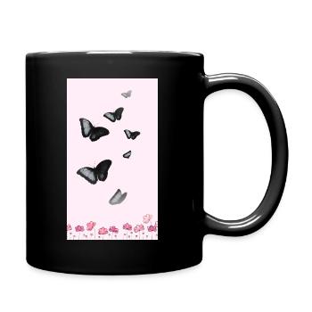 Bouquet de fleurs aquarelles roses - Mug uni - noir - Droite