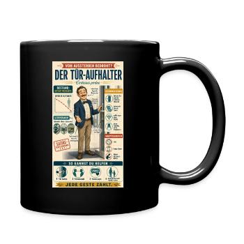Der Tür-Aufhalter – jede Geste zählt - Tasse einfarbig - Schwarz - Rechts