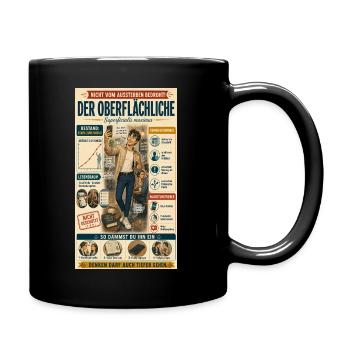 Der Oberflächliche – Denken darf tiefer gehen - Tasse einfarbig - Schwarz - Rechts