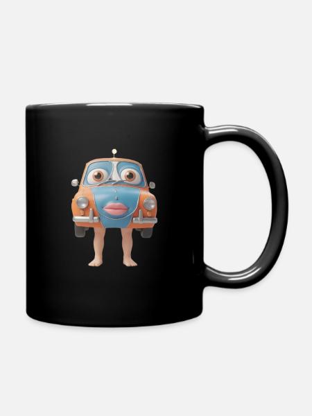 Friendly Car Mascot Face - Full Colour Mug - black