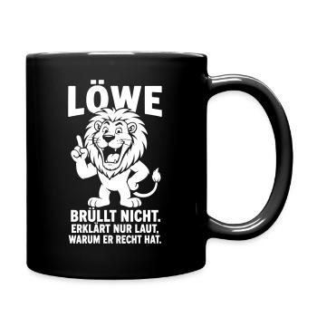 Sternzeichen Löwe Geschenk witzig Besserwisser  - Tasse einfarbig - Schwarz - Rechts