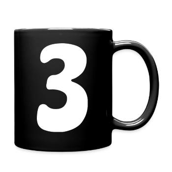 Drei: Minimalistische Ziffer 3 | Dritter - Tasse einfarbig - Schwarz - Rechts