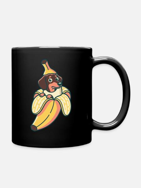 Dackel Banane - Tasse einfarbig - Schwarz