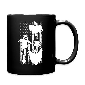 Ghost Halloween US Flag Halloween Ghost - Tasse einfarbig - Schwarz - Rechts