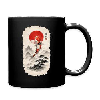 Koi im Japan-Stil  Zen & Harmonie - Tasse einfarbig - Schwarz - Rechts