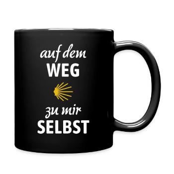 Auf dem Weg zu mir selbst | Jakobsweg, Pilger - Tasse einfarbig - Schwarz - Rechts