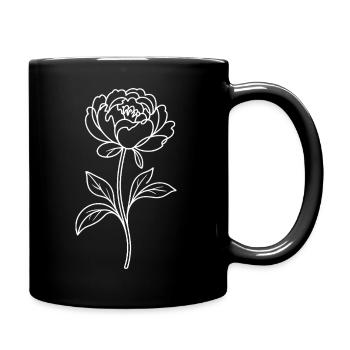 Peony Line Drawing - Full Colour Mug - black - Right
