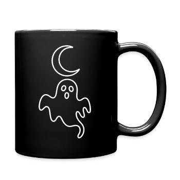 Moonlit Night Ghost Cartoon - Full Colour Mug - black - Right