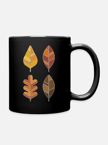 Vier Herbstblätter Raster - Tasse einfarbig - Schwarz