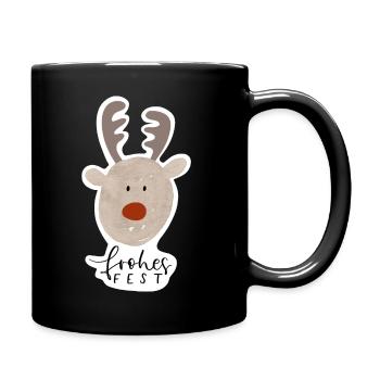 Frohes Fest Rentier Sticker - Tasse einfarbig - Schwarz - Rechts