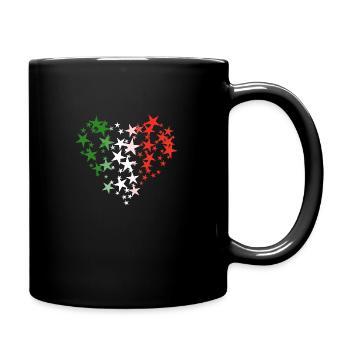 Liebe für Italien - Herz mit grünem Weiß und Rot - Tasse einfarbig - Schwarz - Rechts