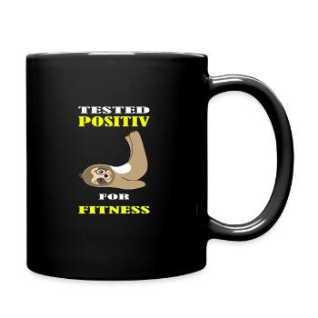 Lustiges Faultier Shirt - Tasse einfarbig - Schwarz - Rechts