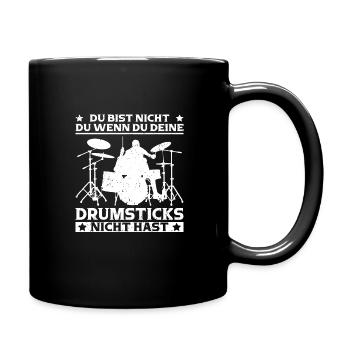 Drummer Drumsticks Schlagzeug Musiker - Tasse einfarbig - Schwarz - Rechts