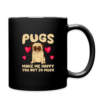 Mops Möpse Pugs Hundeliebhaber - Tasse einfarbig - Schwarz - Rechts