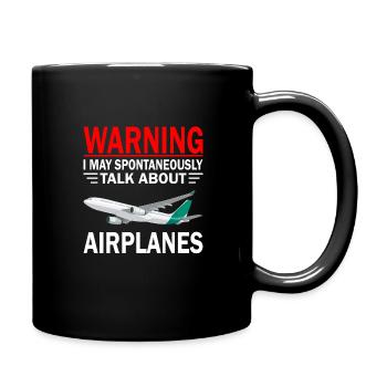 Warnung Ich Kann Spontan Über Flugzeuge Pilot - Tasse einfarbig - Schwarz - Rechts