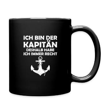 Kapitän Bootsschein Segeln Boot - Tasse einfarbig - Schwarz - Rechts