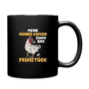 Ich liebe Hühner die Kacken Frühstück Hühner - Tasse einfarbig - Schwarz - Rechts