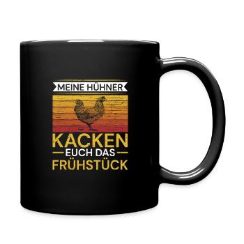 Ich liebe Hühner die Kacken Frühstück Hühner - Tasse einfarbig - Schwarz - Rechts