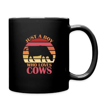 Nur Ein Junge Der Kühe Bauern Kuhkinder - Tasse einfarbig - Schwarz - Rechts