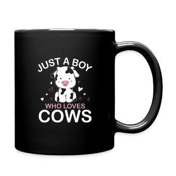 Nur Ein Junge Der Kühe Bauern Kuhkinder - Tasse einfarbig - Schwarz - Rechts