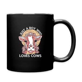 Nur Ein Junge Der Kühe Bauern Kuhkinder - Tasse einfarbig - Schwarz - Rechts
