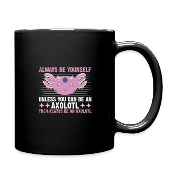 Axolotl Amphibie Lurch Salamander - Tasse einfarbig - Schwarz - Rechts