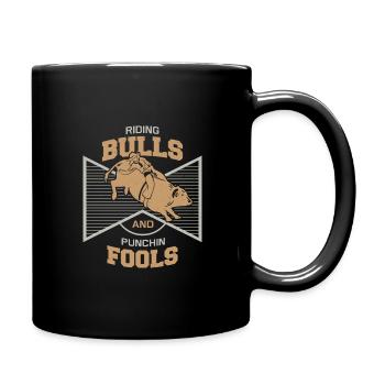 Cowboy Bull Riding Bulls - Full Colour Mug - black - Right