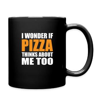 Whether pizza also thinks of me Pizza food lovers - Full Colour Mug - black - Right
