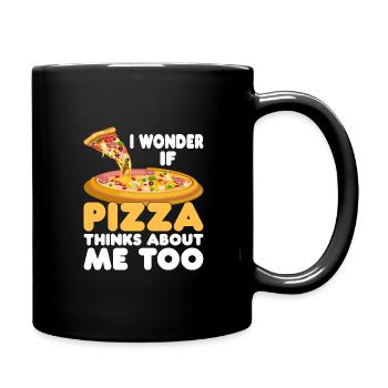 Whether pizza also thinks of me Pizza food lovers - Full Colour Mug - black - Right