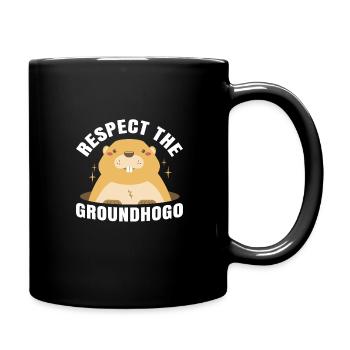 Retro Groundhog Respect the Groundhog - Full Colour Mug - black - Right