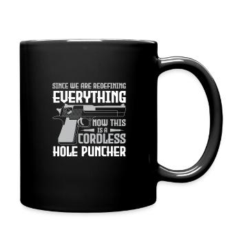 This is a cordless hole puncher - Full Colour Mug - black - Right