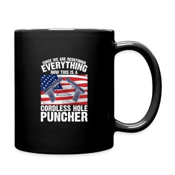 This is a cordless hole puncher - Full Colour Mug - black - Right