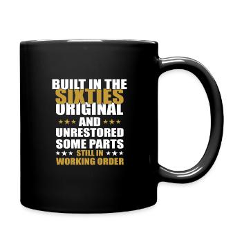 Erbaut Sechziger Jahren Original 50. Geburtstag - Tasse einfarbig - Schwarz - Rechts