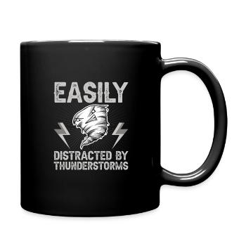 Easily distracted by thunderstorms - Full Colour Mug - black - Right