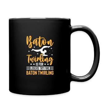 Les amateurs de twirler bâton adoptent le spin - Mug uni - noir - Droite