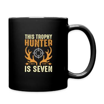 7th Year Hunting Birthday Party for Children, Duck, - Full Colour Mug - black - Right