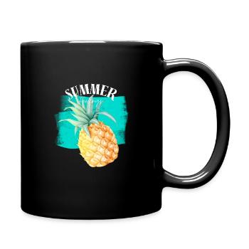 Sommer Retro Ananas Swimming Pool Urlaub Garten - Tasse einfarbig - Schwarz - Rechts